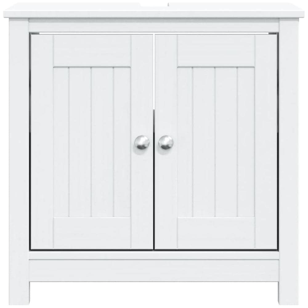 Mobile Lavabo Da Bagno Berg Bianco 60x34x59 Cm Massello Pino - Foto 3