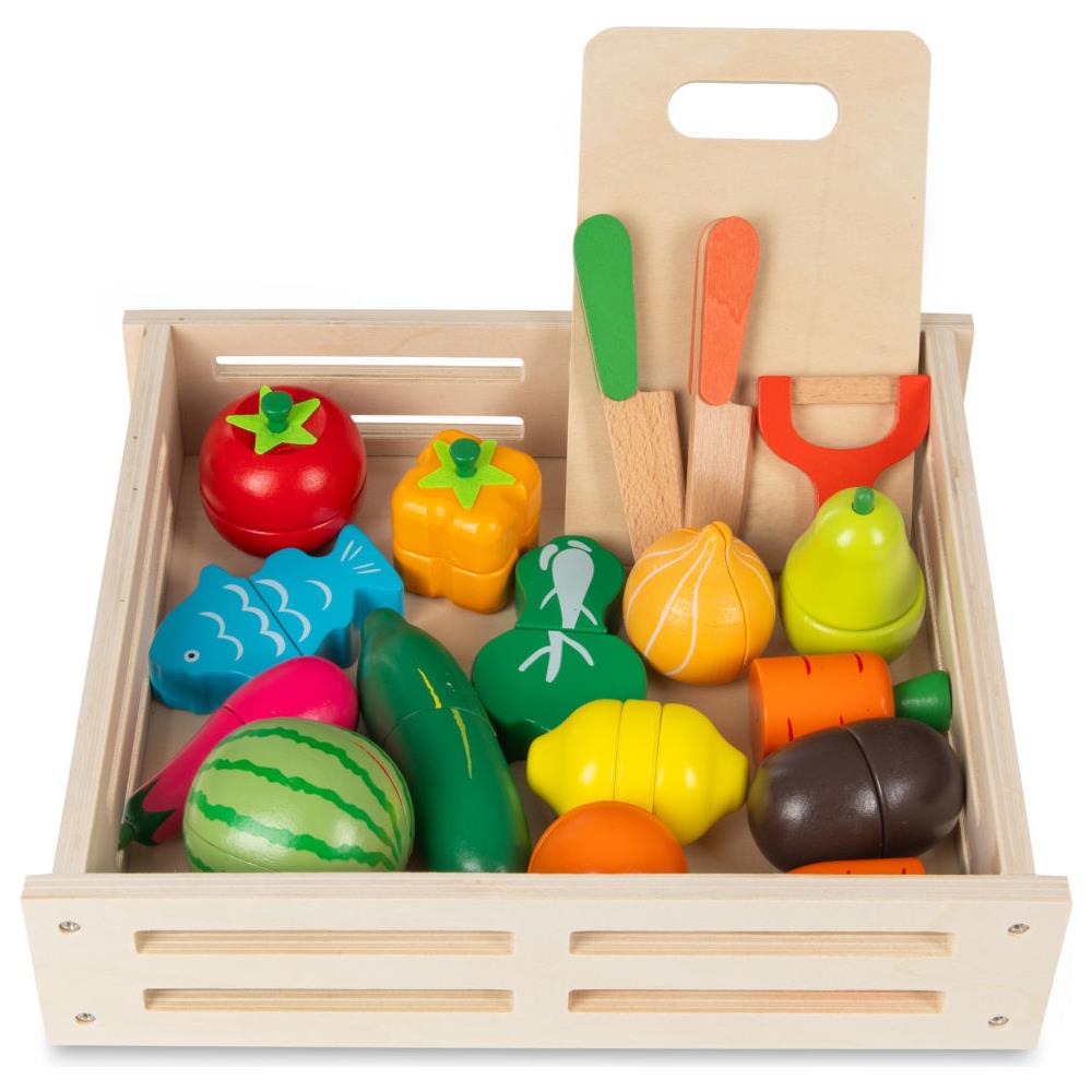 Set taglio in legno per bambini, verdure, frutta, accessori magnetici - Foto 1