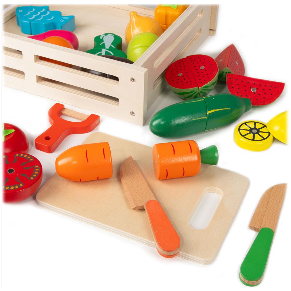 Set taglio in legno per bambini, verdure, frutta, accessori magnetici - Foto 2