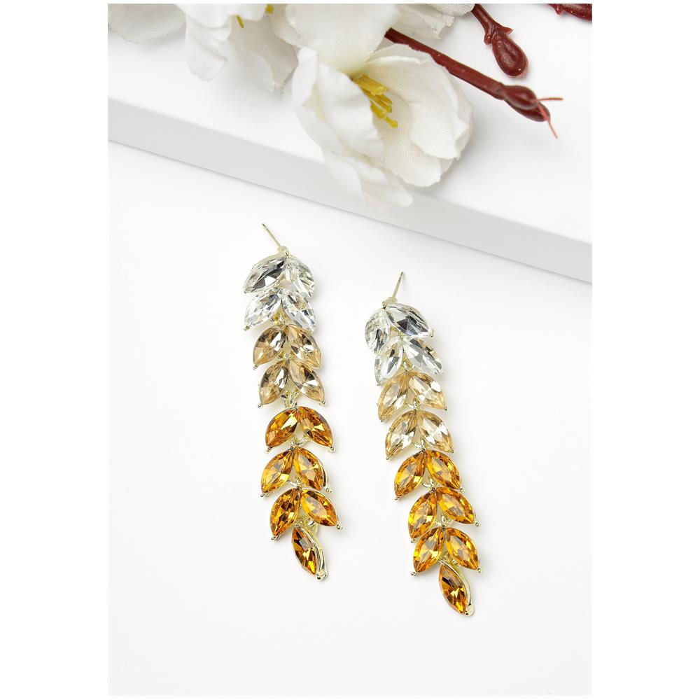 Orecchini Pendenti Lunghi con Foglie Gialle Brillanti - Foto 2