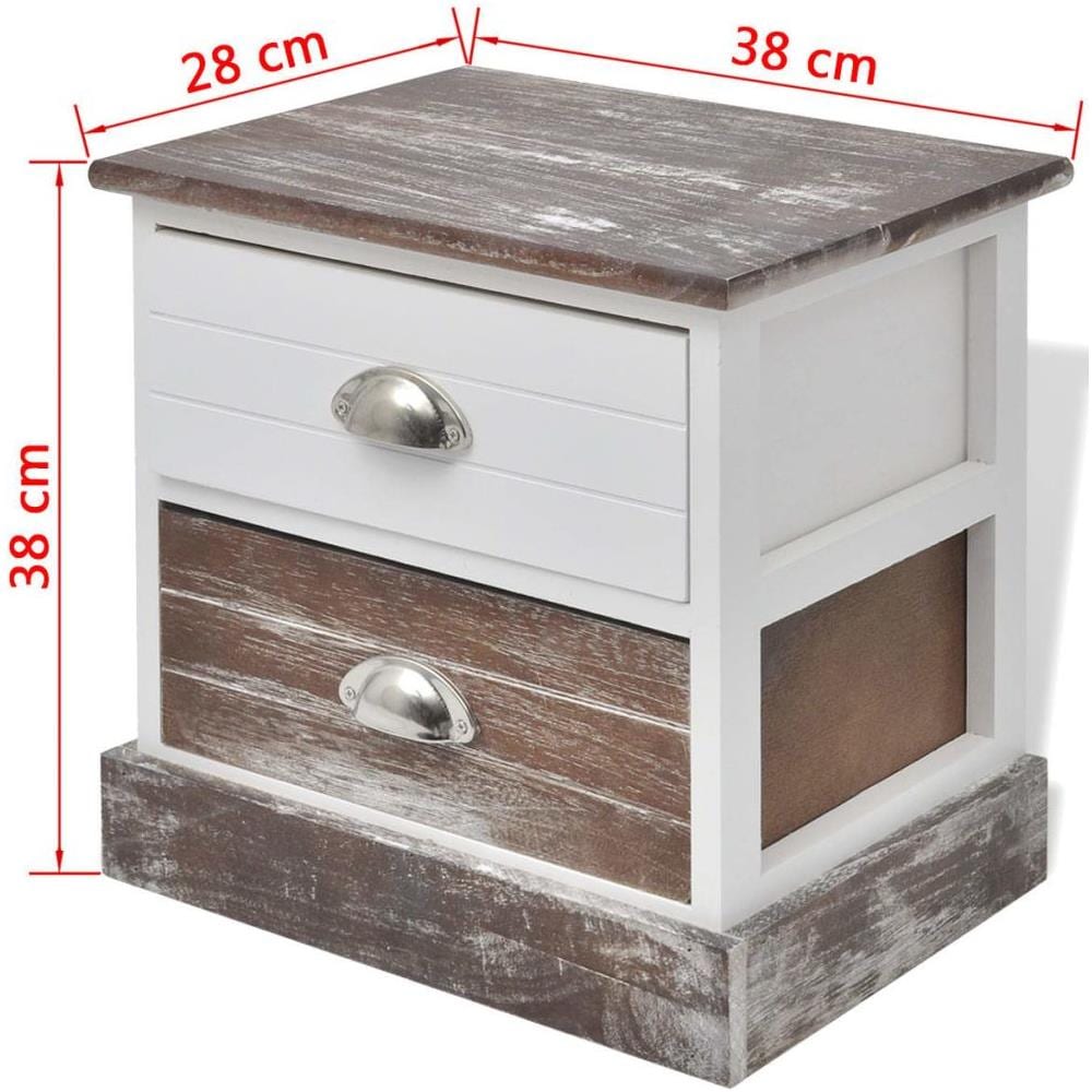 Comodini Shabby Chic 2 Pezzi Marrone E Bianco - Foto 16