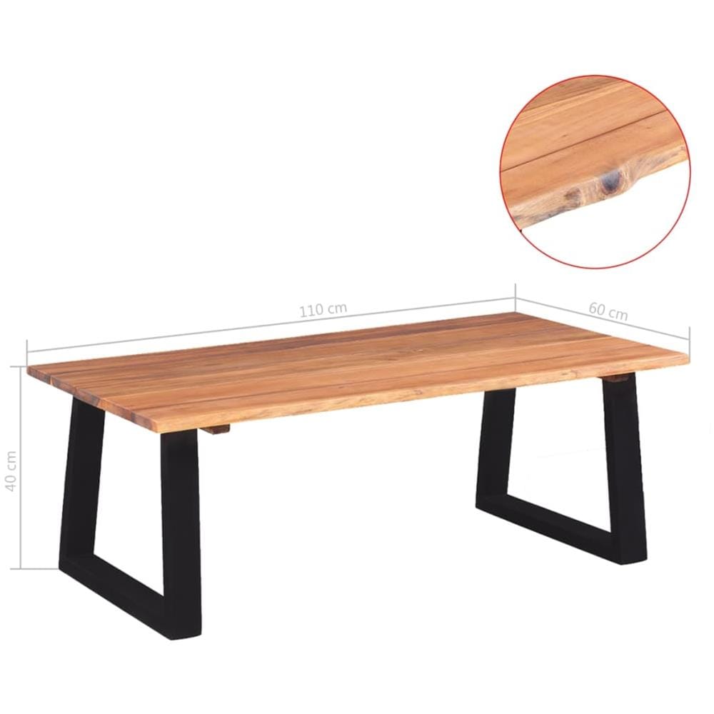 Tavolino Da Caffè In Legno Massello Di Acacia 110x60x40 Cm - Foto 7