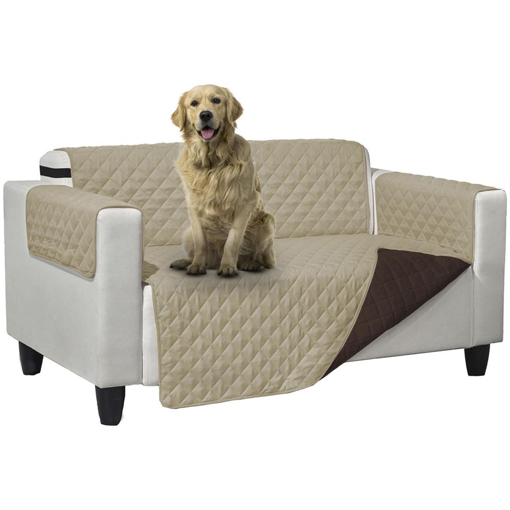 Copridivano Trapuntato Double Face Bicolor Antimacchia Modello Queen 4 Posti Marrone-crema - Foto 6