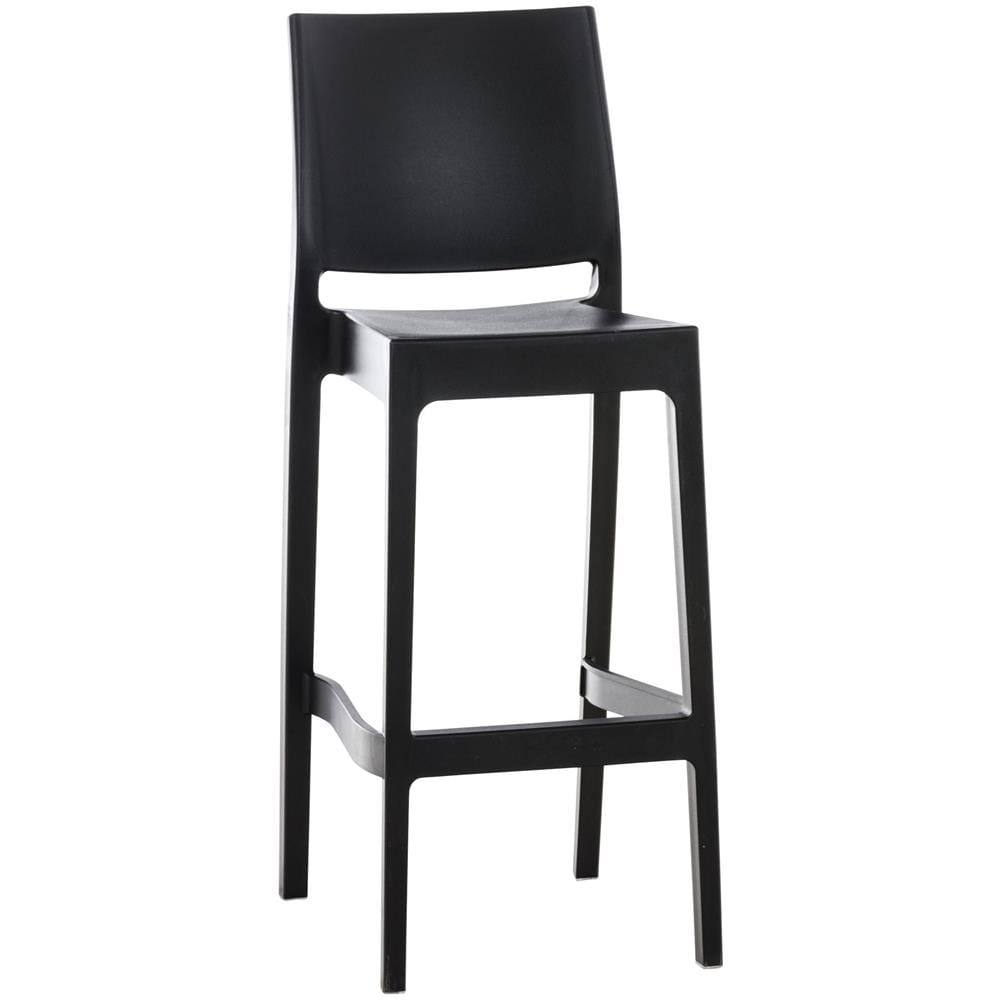 Sgabello Bar Maya Impilabile in Polipropilene I Sgabello Outdoor con Schienale I Sedia Sgabello Alta in Plastica Alt. 75 CM Nero - Foto 1