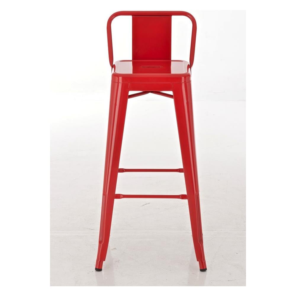 Set 2 Sgabelli Bar in Metallo Mason I Coppia Sgabelli Alti Bancone I Sgabelli Industrial H 77cm I Sgabello Pub Cucina con Schienale E Poggiapiedi Rosso - Foto 1