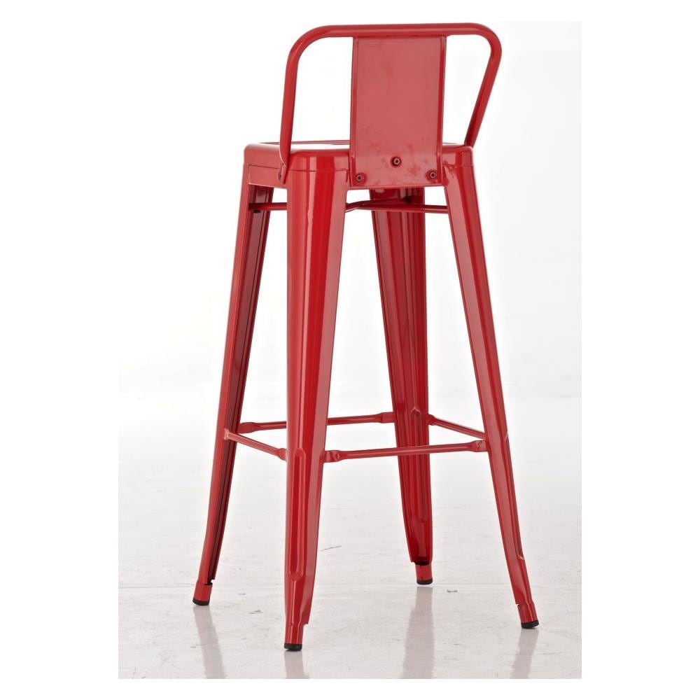 Set 2 Sgabelli Bar in Metallo Mason I Coppia Sgabelli Alti Bancone I Sgabelli Industrial H 77cm I Sgabello Pub Cucina con Schienale E Poggiapiedi Rosso - Foto 2