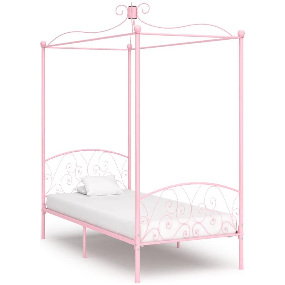 Letto A Baldacchino Rosa In Metallo 90x200 Cm - Foto 1