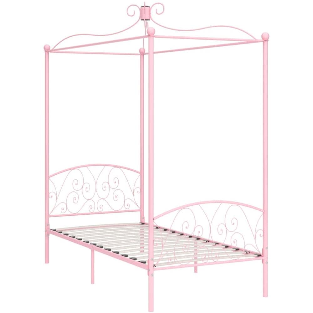 Letto A Baldacchino Rosa In Metallo 90x200 Cm - Foto 2