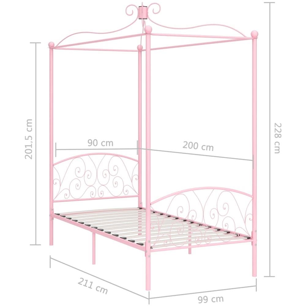Letto A Baldacchino Rosa In Metallo 90x200 Cm - Foto 12