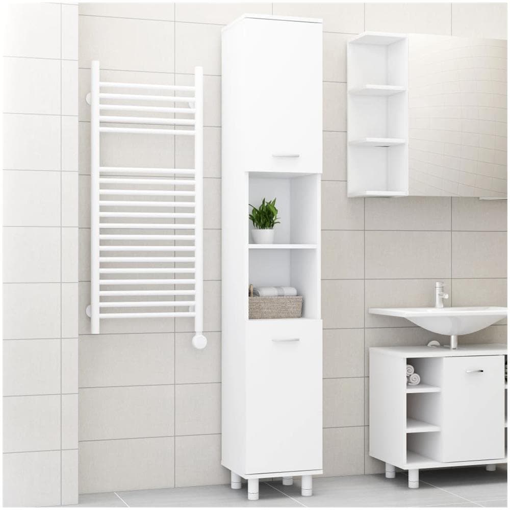 Mobile da Bagno Bianco 30x30x179 cm in Legno Multistrato - Foto 1