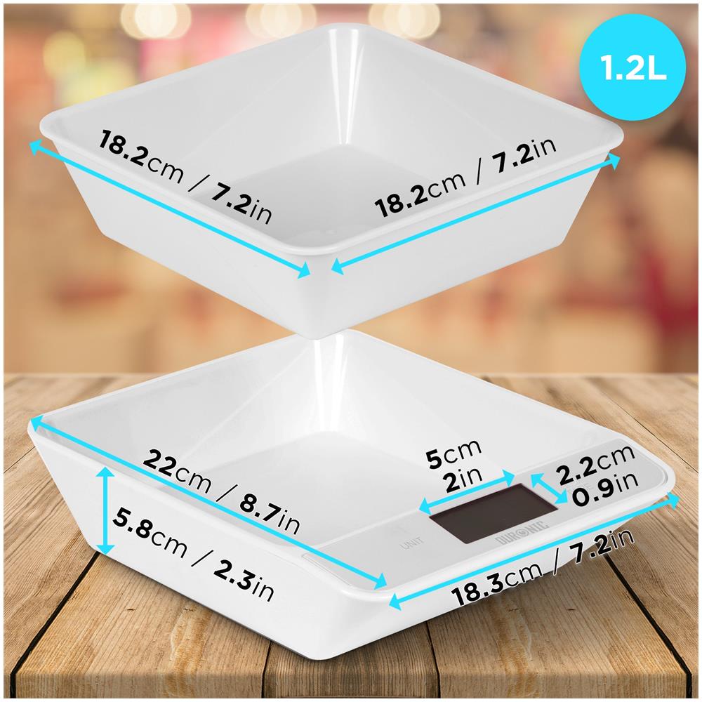 KS100 WH Bilancia Digitale da Cucina Portata Max 5 Kg con Ciotola 1.2 L e Funzione Tara - Bianco - Foto 7