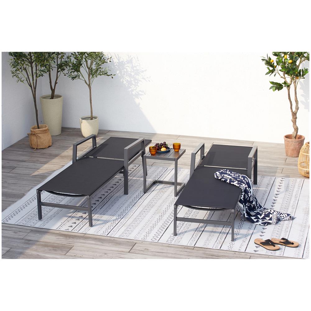 Set Di 2 Sdraio Con Tavolino Nero Bari - Foto 2