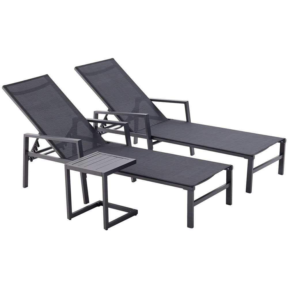 Set Di 2 Sdraio Con Tavolino Nero Bari - Foto 1