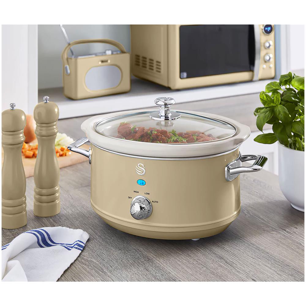 Swan Sf17021cneu Retro Slow Cooker 3,5l Pentola Rimovibile In Ceramica Antiaderente Senza Pfoa 200w Crema - Foto 2