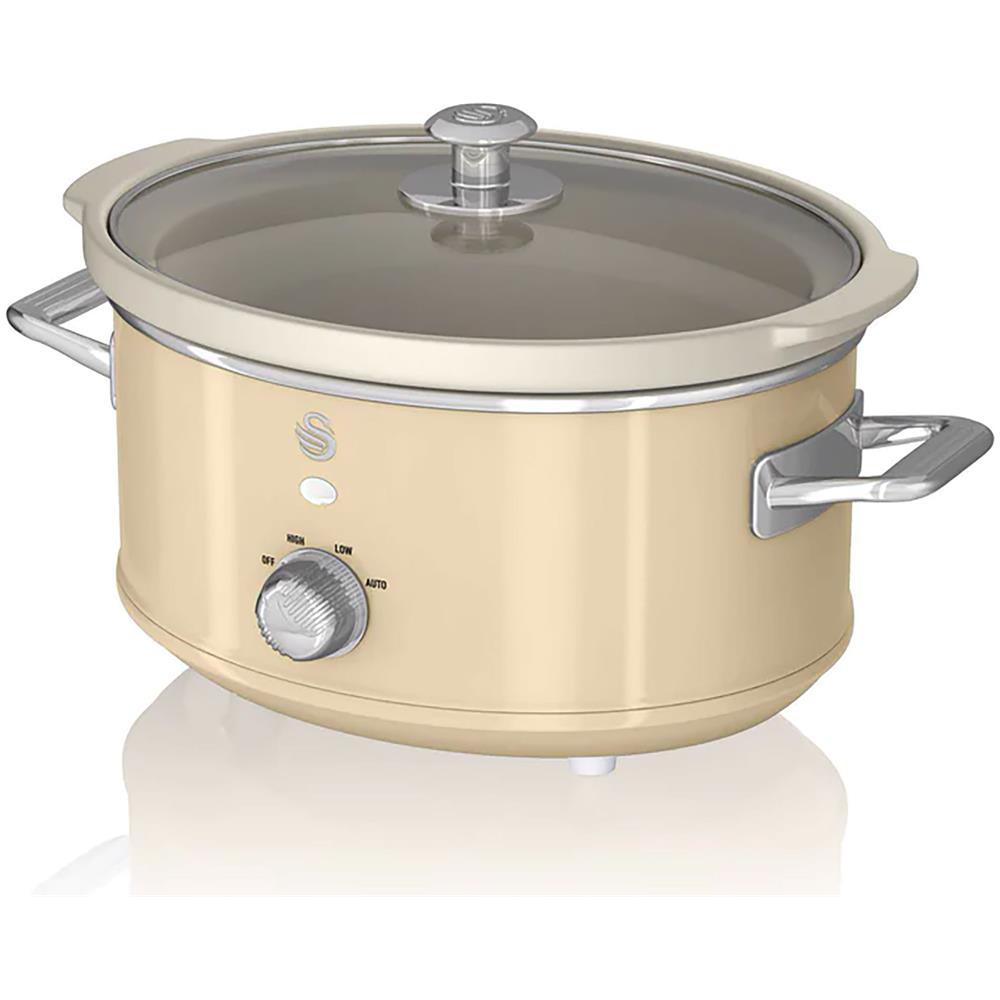 Swan Sf17021cneu Retro Slow Cooker 3,5l Pentola Rimovibile In Ceramica Antiaderente Senza Pfoa 200w Crema - Foto 1