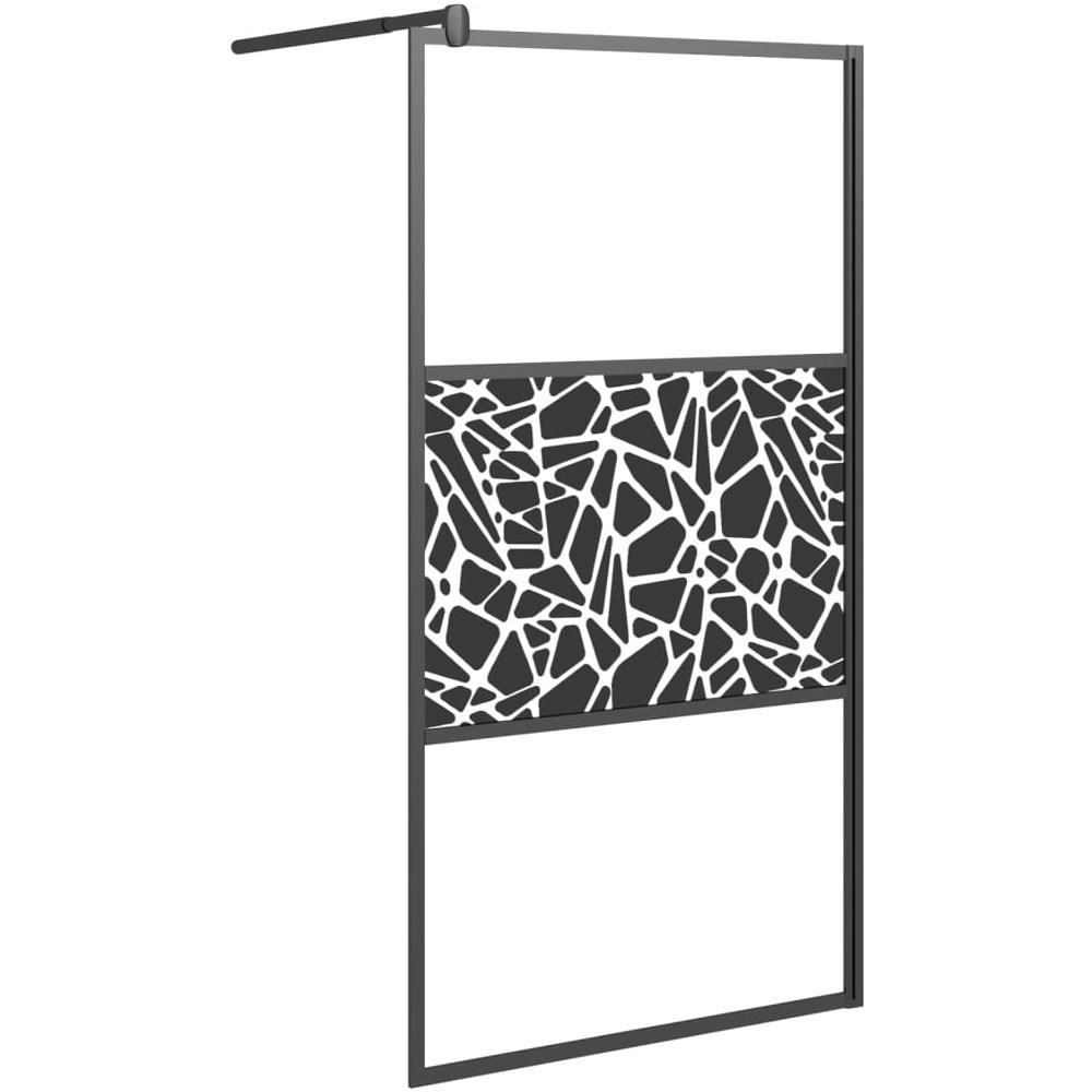 Parete Doccia Walk In 100x195 Cm Vetro Esg Design Pietre Nero - Foto 2