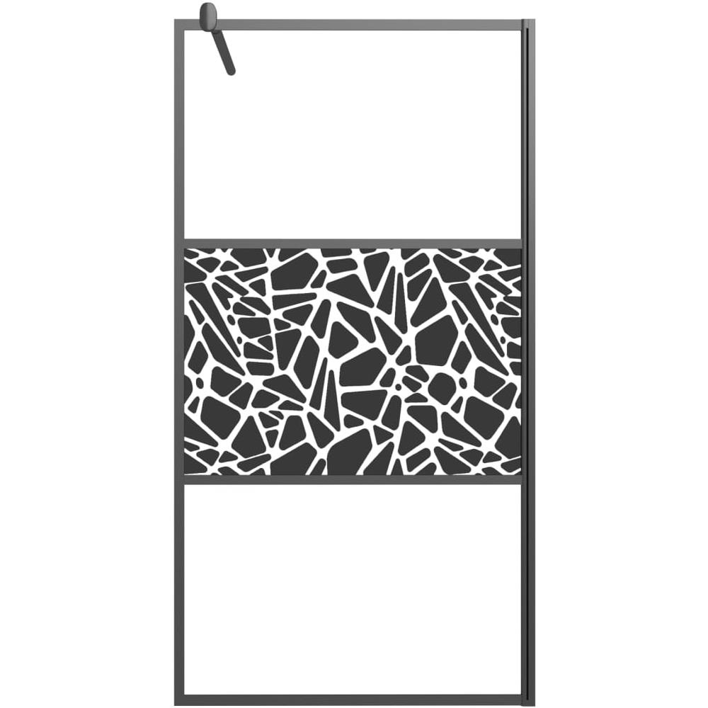 Parete Doccia Walk In 100x195 Cm Vetro Esg Design Pietre Nero - Foto 3