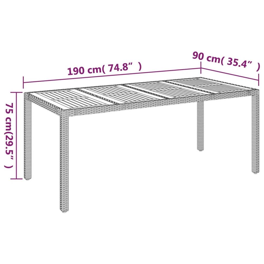 Tavolo Da Giardino Piano In Legno Nero 190x90x75 Cm Polyrattan - Foto 2