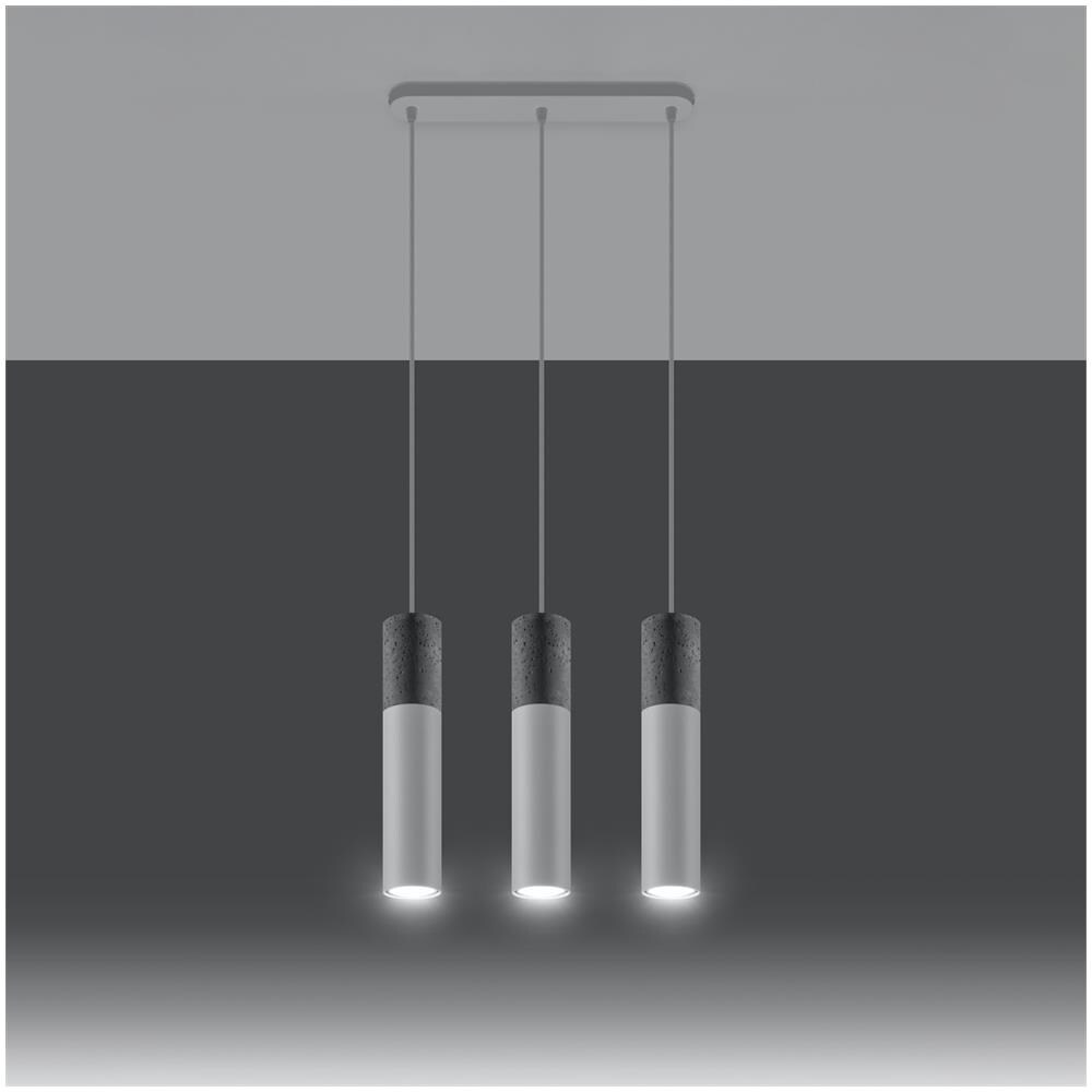Lampada A Sospensione In Cemento Borgio 3l Sollux Bianco 900x450x60 Mm Cemento - Foto 11
