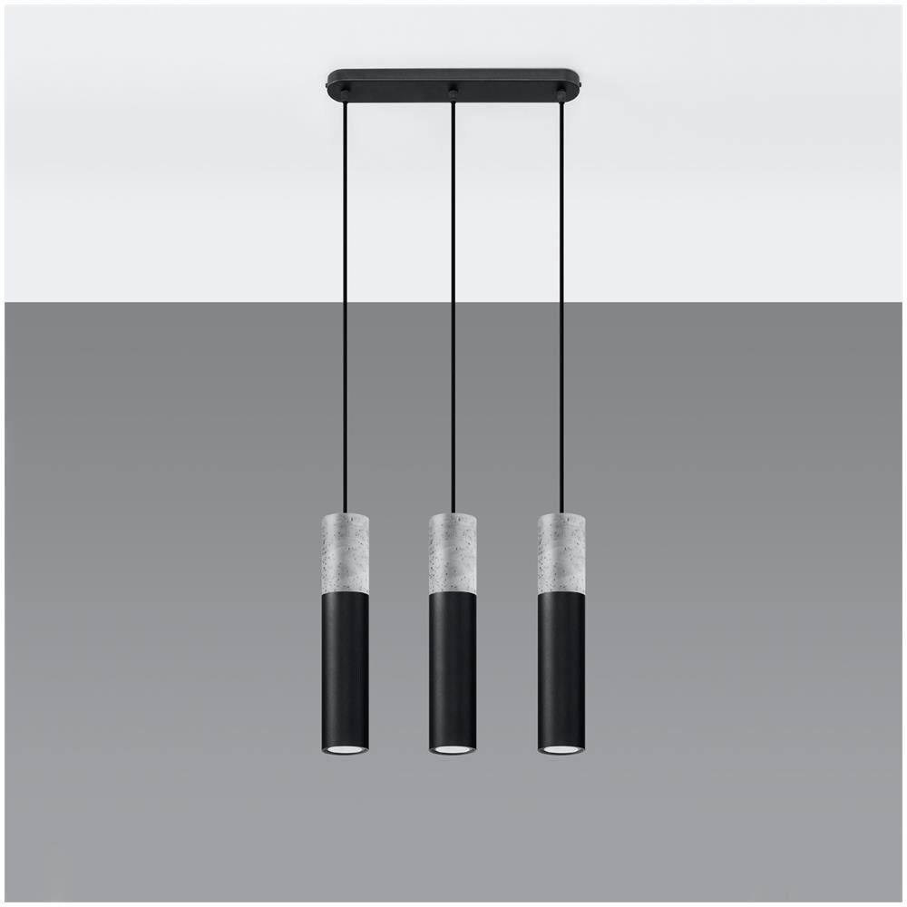 Lampada A Sospensione In Cemento Borgio 3l Sollux Bianco 900x450x60 Mm Cemento - Foto 1