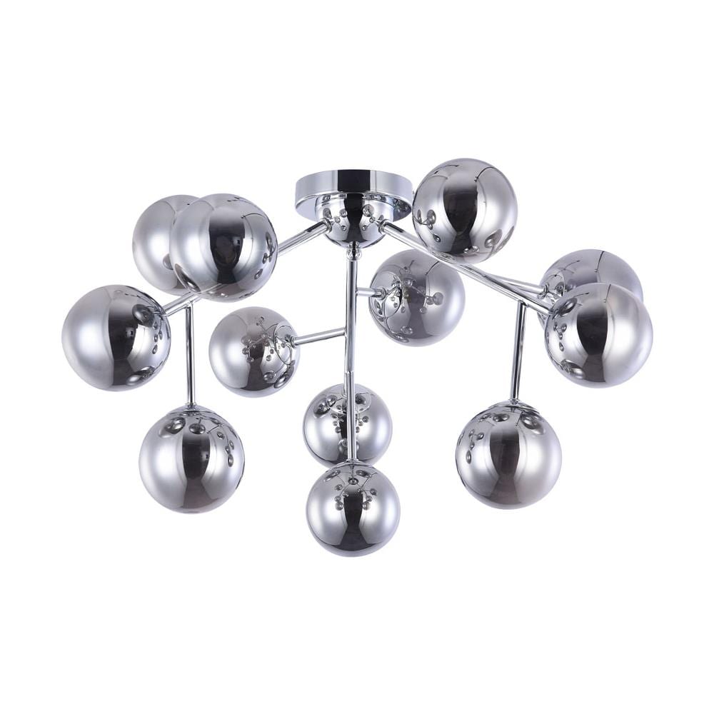 Lampada Da Soffitto Contemporanea Dallas Metallo Cromo 12 Luci Diffusori Fumè - Foto 1