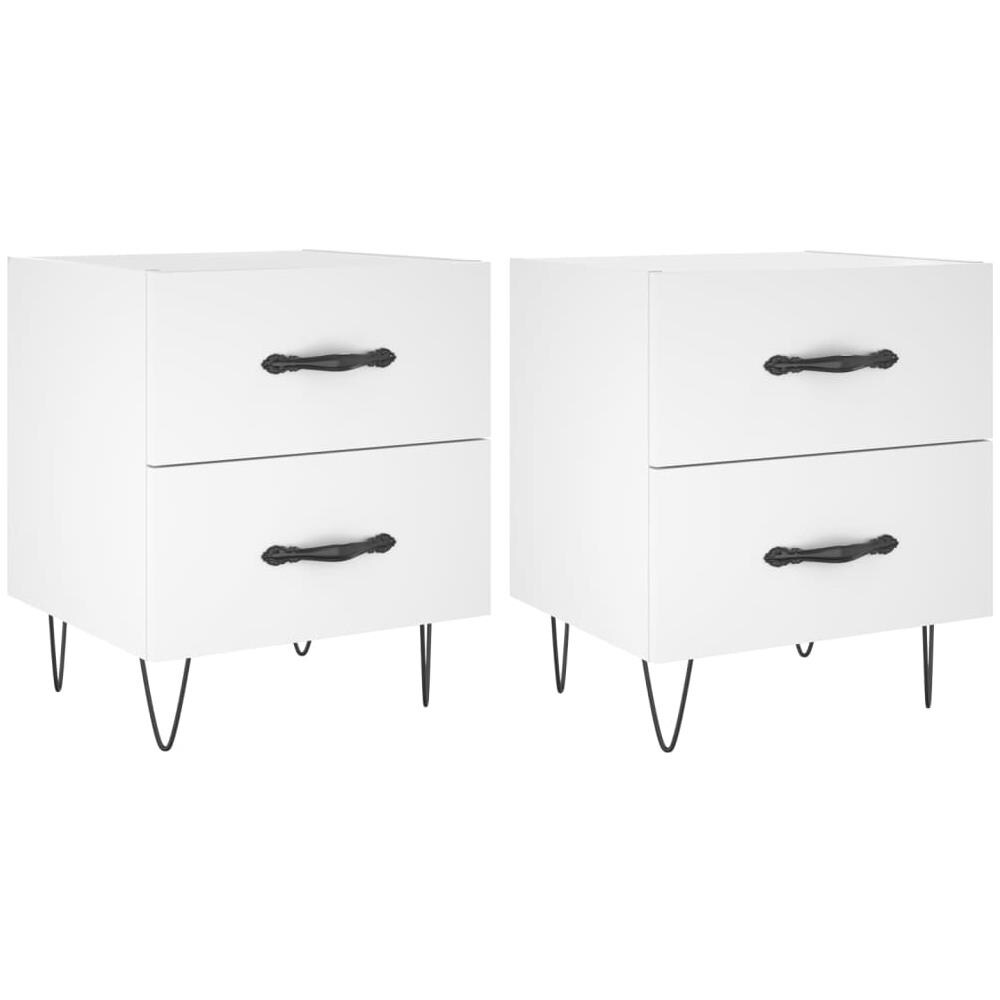 Comodini 2 Pz Bianchi 40x35x47,5 Cm In Legno Multistrato - Foto 1