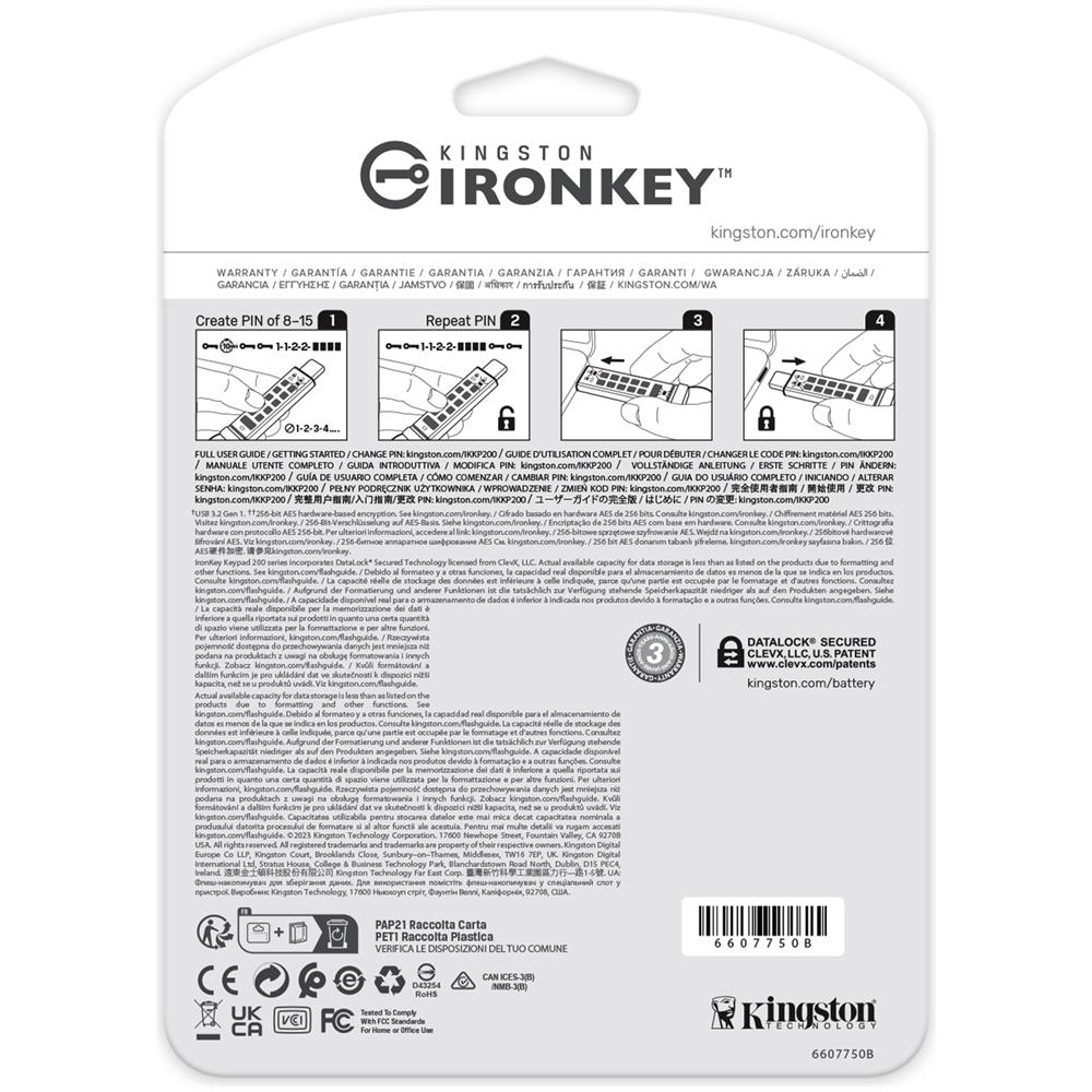 IronKey Keypad 200C USB-C da 256 GB, FIPS 140-3 livello 3 (in fase di approvazione) AES-256 - Foto 7