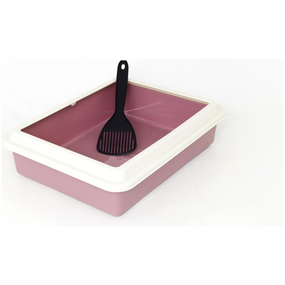 Lettiera Toilette Per Gatti Rettangolare 44x34x11cm Con Paletta Mod 700092 Rosa - Foto 1