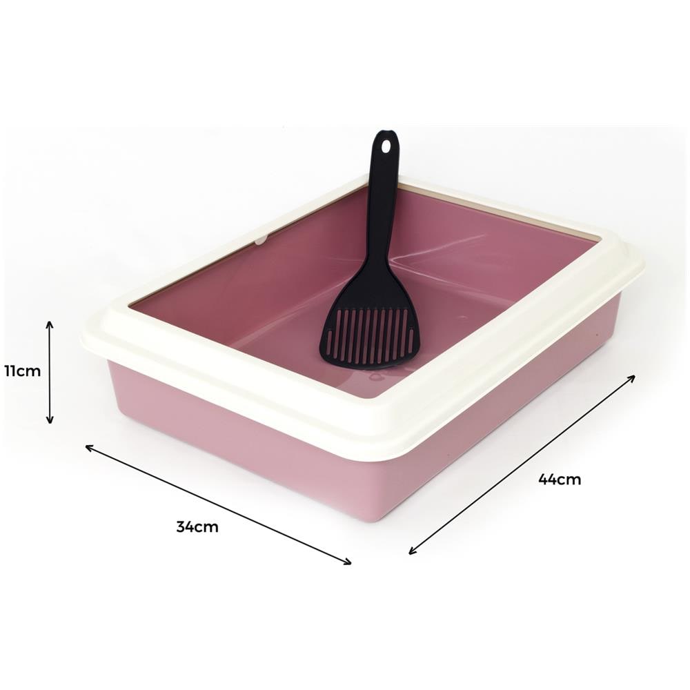 Lettiera Toilette Per Gatti Rettangolare 44x34x11cm Con Paletta Mod 700092 Rosa - Foto 4