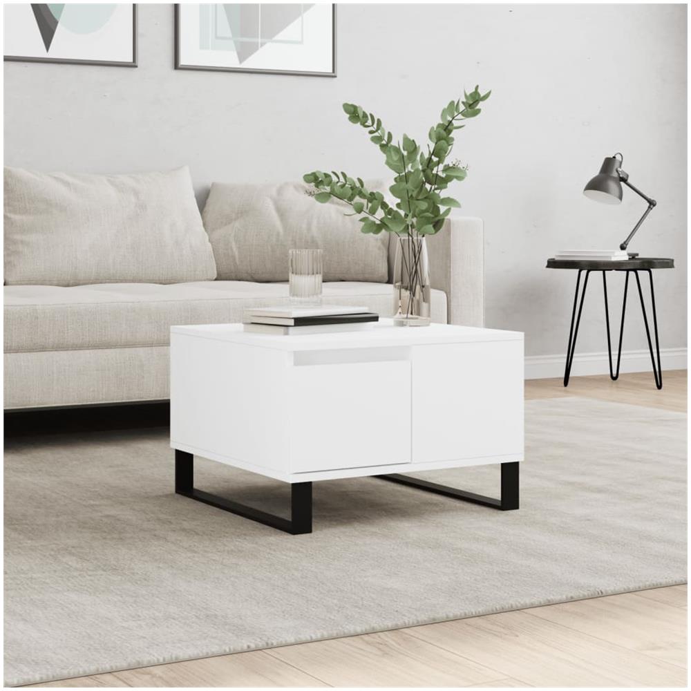 Tavolino Da Salotto Bianco 55x55x36,5 Cm In Legno Multistrato - Foto 1