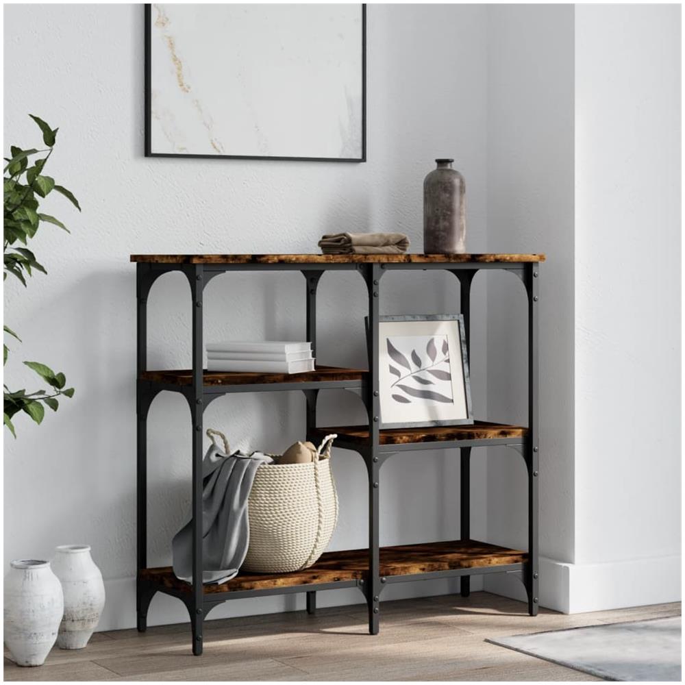 Tavolo Consolle Rovere Fumo 80x29x75 Cm In Legno Multistrato - Foto 1