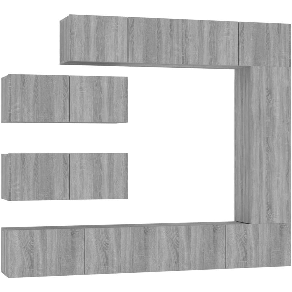 Set Di Mobili Porta Tv 7 Pz Grigio Sonoma In Legno Multistrato - Foto 2