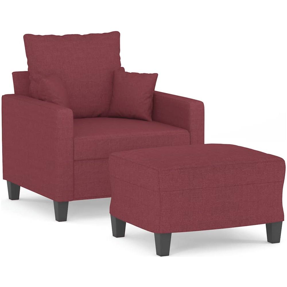 Poltrona Con Poggiapiedi Rosso Vino 60 Cm In Tessuto - Foto 2