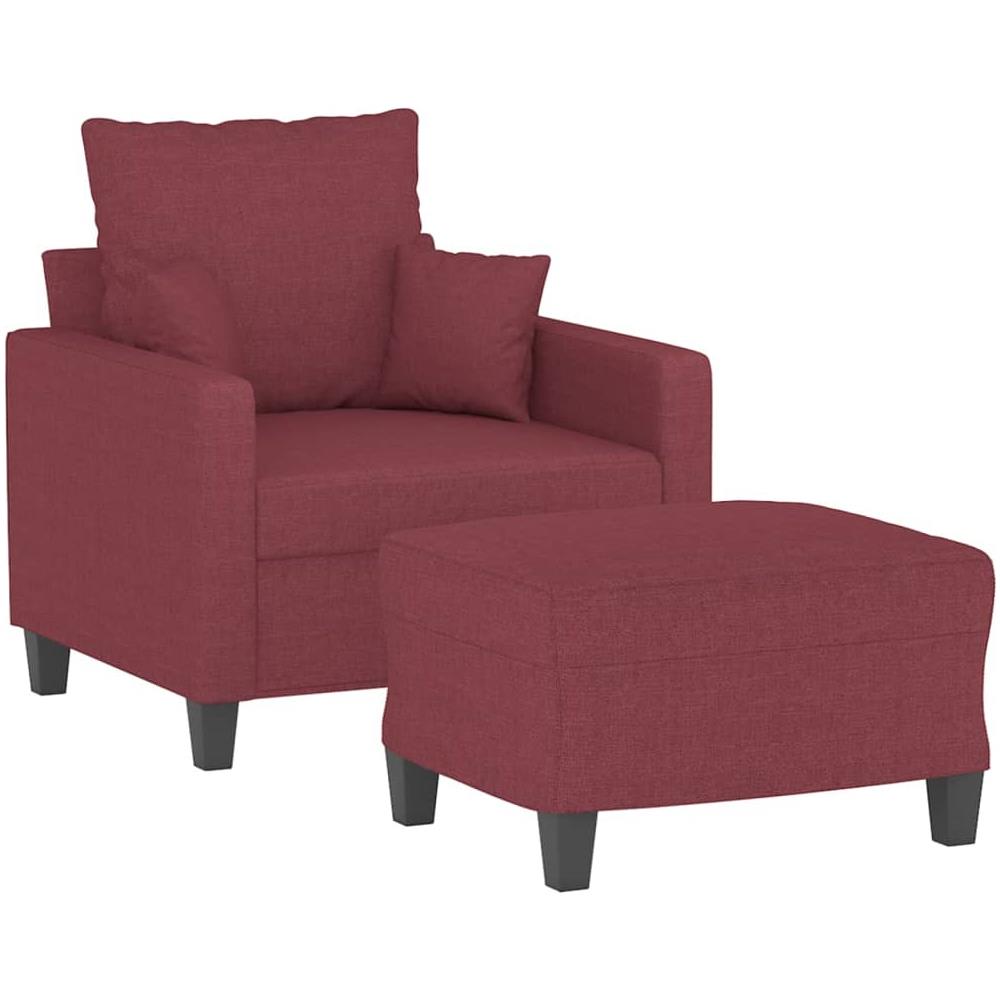 Poltrona Con Poggiapiedi Rosso Vino 60 Cm In Tessuto - Foto 3