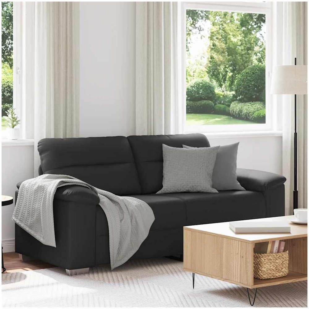 Divano a 2 Posti Nero 140 cm in Similpelle - Foto 2