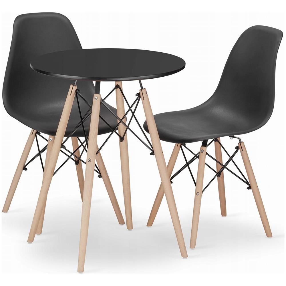 Set da tavolo rotondo KOVA 60 in legno di faggio nero x2 - Foto 1