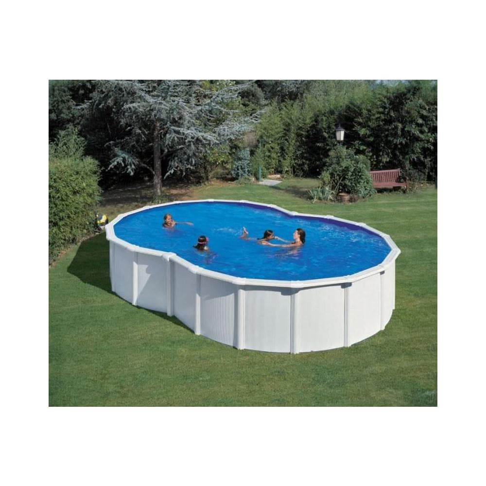 Piscina Varadero A Forma Di 8, Liner Blu 40/100, Filtro Sabbia, Bianca 640x390xh. 120 Cm - Foto 1