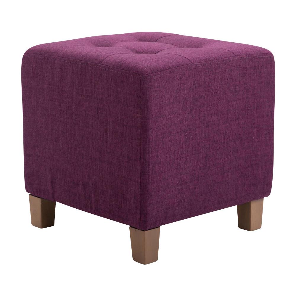 Poggiapiedi Divano Pharao - Sgabello Pouf Capitonné Imbottito in Tessuto I Sgabello Basso Salotto Piedini in Legno I Sgabello Quadrato da Sala 45x45 cm I Pouf Design Salotto Viola - Foto 2