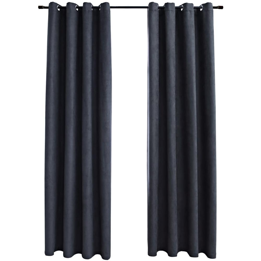 Tende Oscuranti Con Anelli In Metallo 2 Pz Antracite 140x245 Cm - Foto 2