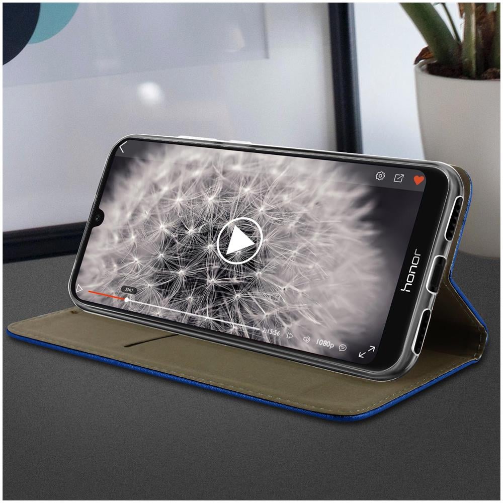 Custodia Honor 8a / Huawei Y6s / Y6 2019 Portacarte Stand Video Cover - Blu - Foto 5