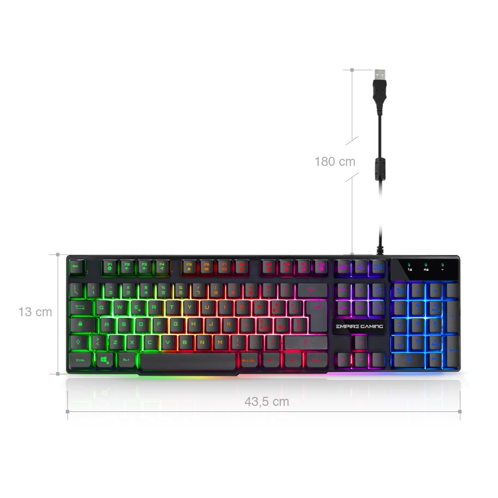 Tastiera Pc Empire K300 - 105 Tasti Semi-meccanici Di Cui 19 Anti-ghosting 12 Multimediali Ad Accesso Diretto Retroilluminata A Led Rgb - Foto 2
