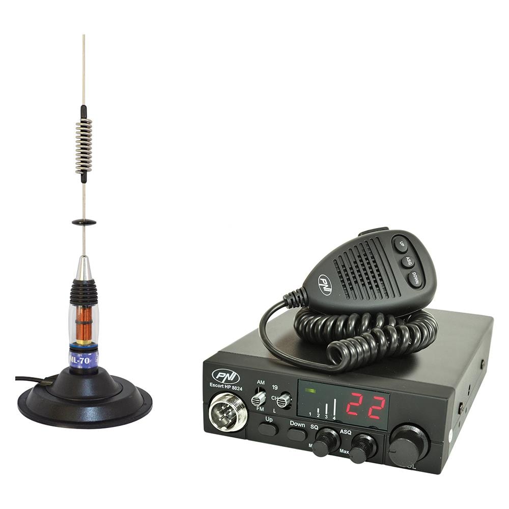 Stazione Radio Cb Pni Escort Hp 8024 Asq, 12-24 V, 40 Canali, 4w + Antenna Cb Pni Ml70 Con Magnete - Foto 1