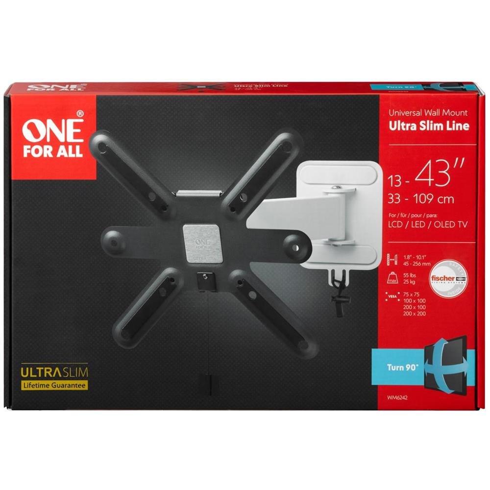 One For All Montaggio A Parete, Wm 6242, 13-43 "", Turn, Peso Massimo (capacità) 25 Kg - Foto 2