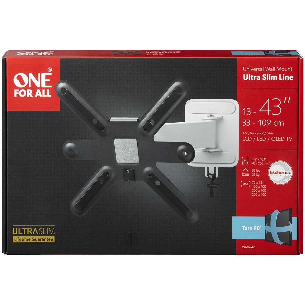 One For All Montaggio A Parete, Wm 6242, 13-43 "", Turn, Peso Massimo (capacità) 25 Kg - Foto 6
