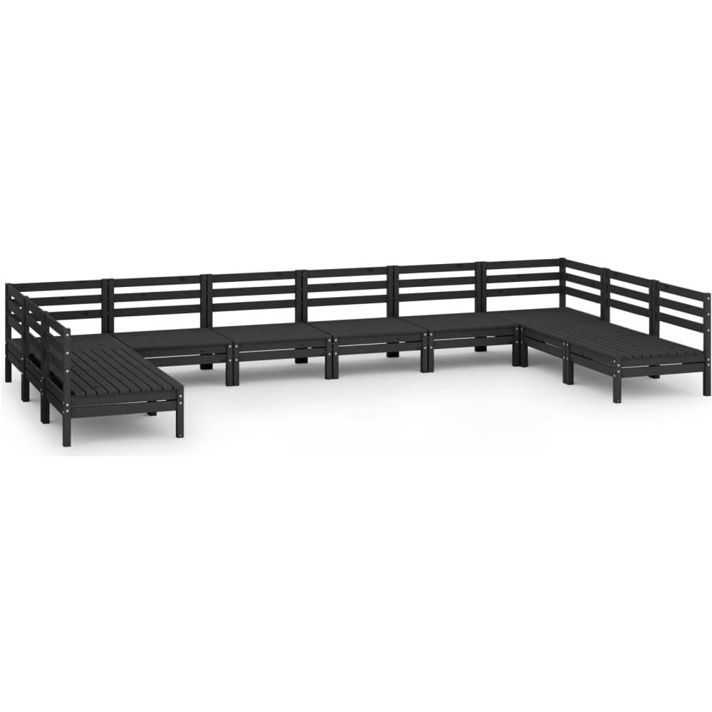 Set Divani Da Giardino 10 Pz Nero In Legno Massello Di Pino - Foto 2