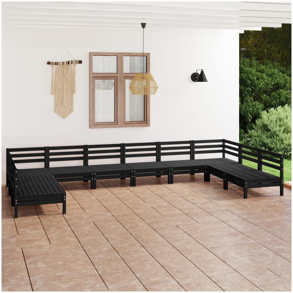 Set Divani Da Giardino 10 Pz Nero In Legno Massello Di Pino - Foto 1