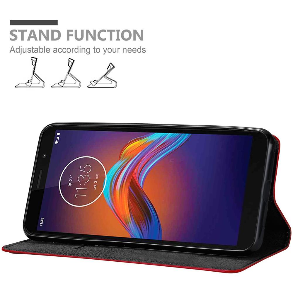 Custodia Compatibile Con Motorola Moto E6 Play In Rosso Mela - Coperchio Protettiva Con Chiusura Magnetica, Funzione Stand E Tasca Per Le Carte - Foto 2