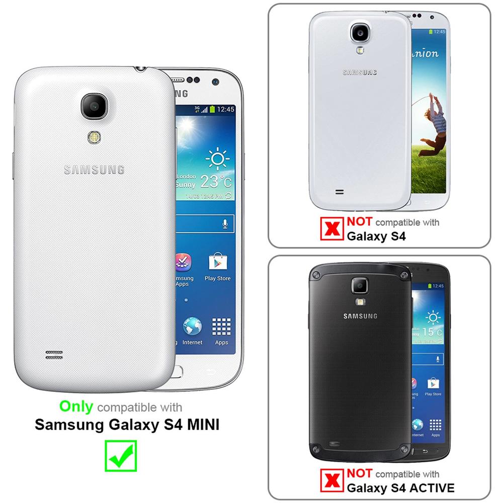 Custodia Compatibile Con Samsung Galaxy S4 Mini In Nero Carbone - Coperchio Protettivo In Similpelle Liscia E Tasca Per Carte Di Credito - Foto 2