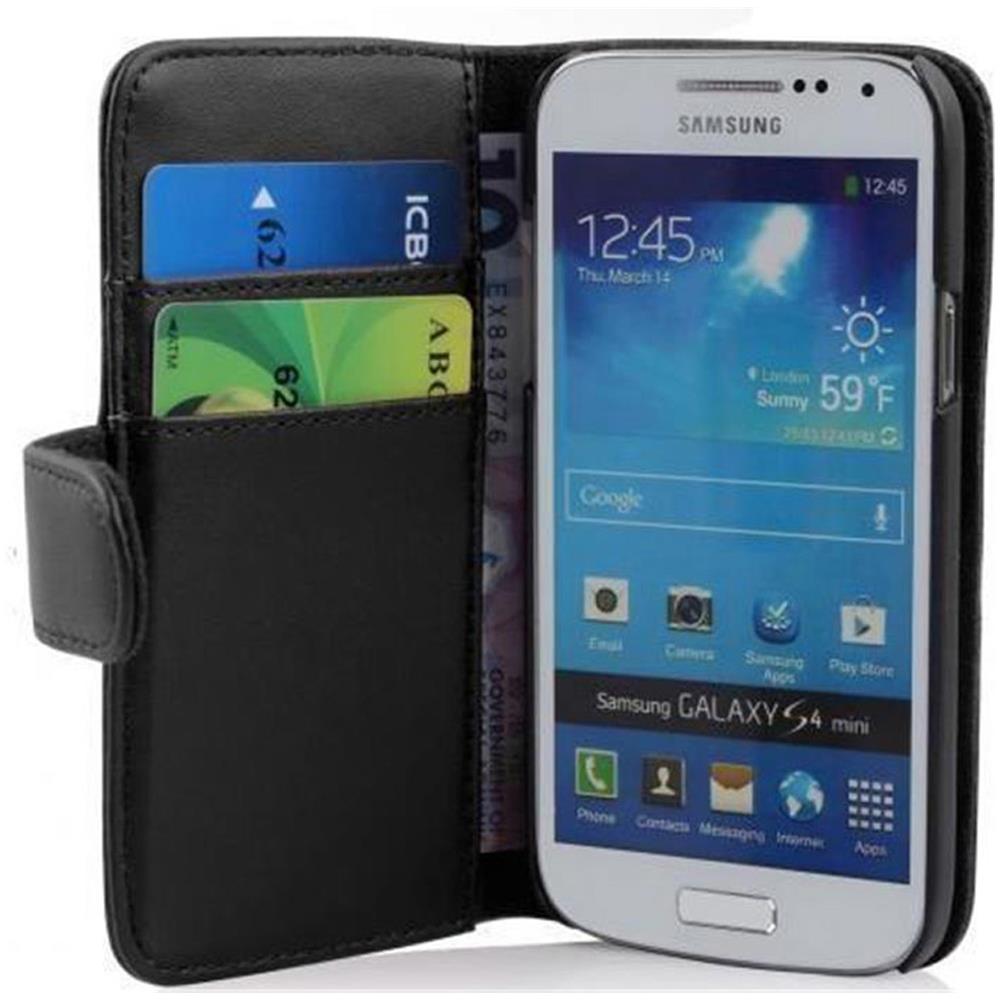 Custodia Compatibile Con Samsung Galaxy S4 Mini In Nero Carbone - Coperchio Protettivo In Similpelle Liscia E Tasca Per Carte Di Credito - Foto 5