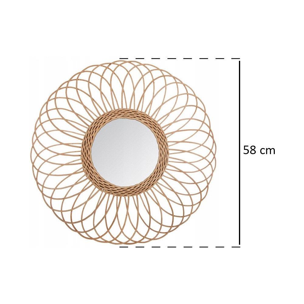 Specchio Da Appendere Con Rosetta Decorativa In Vimini, Decorazione Unica Da Parete In Cornice Intrecciata - Foto 2